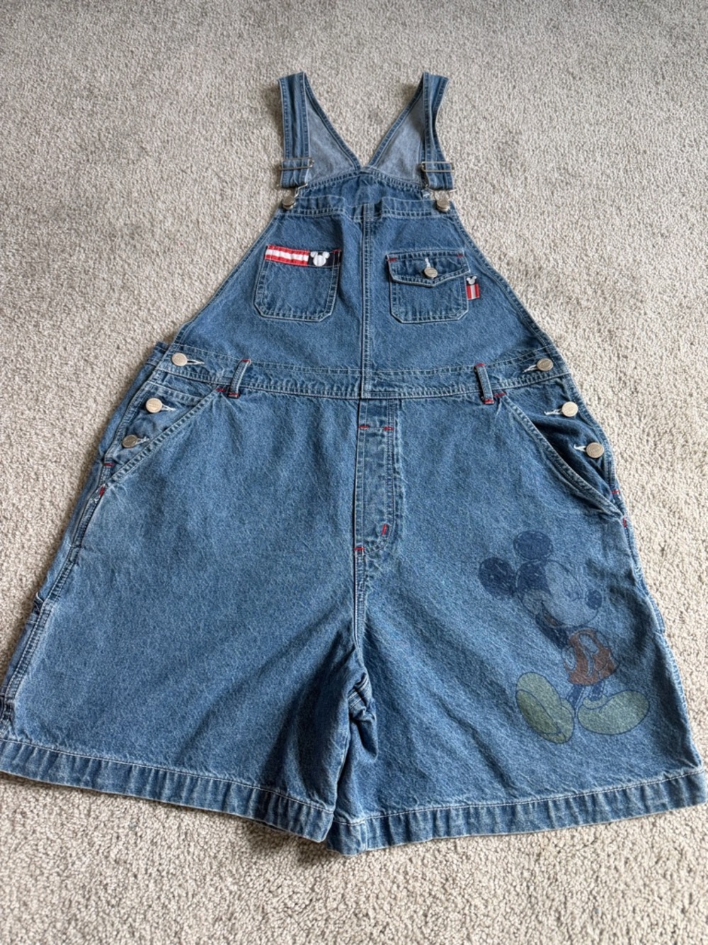 Vintage  90’s Disney Denim Overalls unlimited with Colorful Mickey